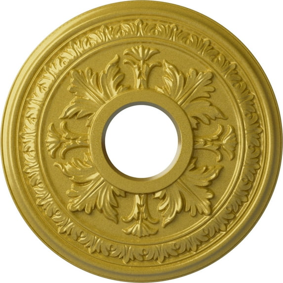 Ekena Millwork 15 3/8"OD x 4 1/4"ID x 1 1/2"P Baltimore Ceiling Medallion (Fits Canopies up to 5 1/2"), Hand-Painted Rich Gold