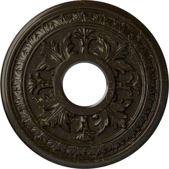Ekena Millwork 15 3/8"OD x 4 1/4"ID x 1 1/2"P Baltimore Ceiling Medallion (Fits Canopies up to 5 1/2"), Hand-Painted Stone Hearth Crackle