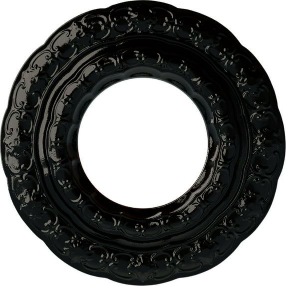 Ekena Millwork 15 3/8"OD x 7"ID x 1"P Lisbon Ceiling Medallion (Fits Canopies up to 7"), Hand-Painted Black Pearl
