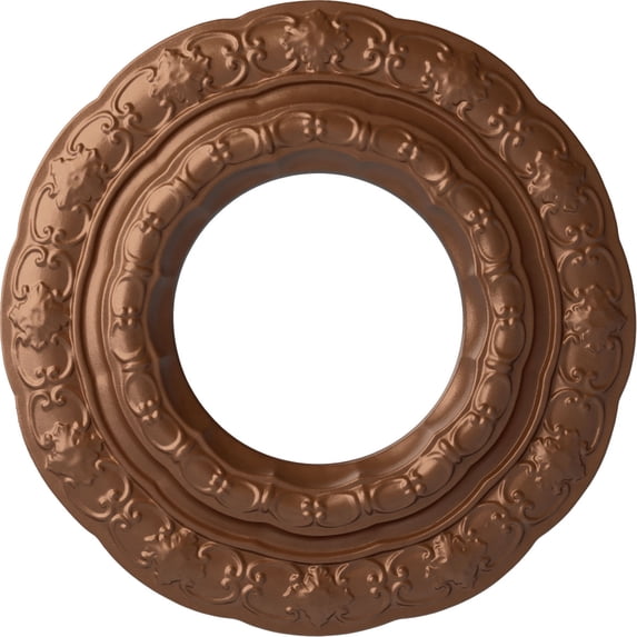 Ekena Millwork 15 3/8"OD x 7"ID x 1"P Lisbon Ceiling Medallion (Fits Canopies up to 7"), Hand-Painted Polished Copper