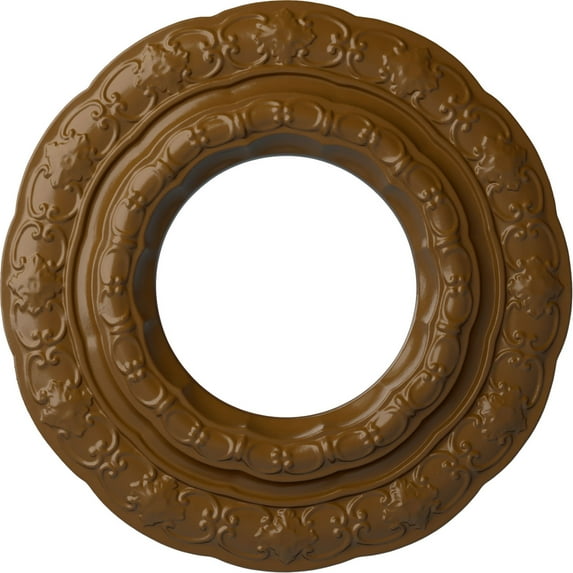 Ekena Millwork 15 3/8"OD x 7"ID x 1"P Lisbon Ceiling Medallion (Fits Canopies up to 7"), Hand-Painted Smokey Topaz