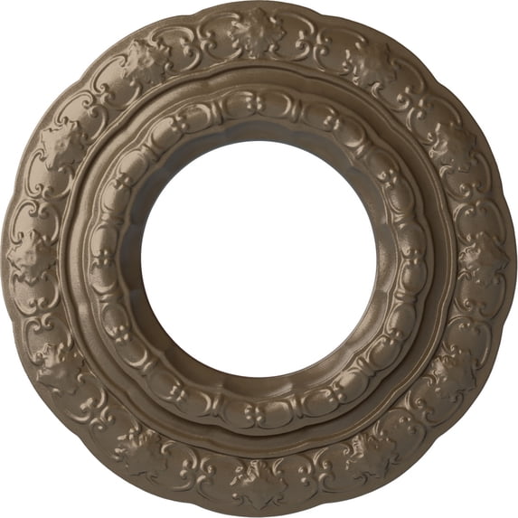 Ekena Millwork 15 3/8"OD x 7"ID x 1"P Lisbon Ceiling Medallion (Fits Canopies up to 7"), Hand-Painted Warm Silver