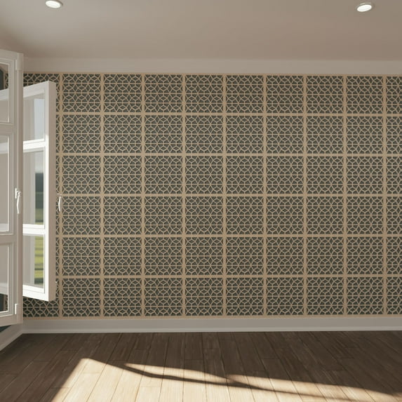 Ekena Millwork 15 3/8"W x 15 3/8"H x 1/4"T Medium Akron Decorative Fretwork Wood Wall Panels, Red Oak