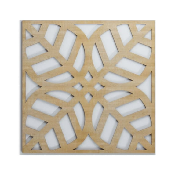 Ekena Millwork 15 3/8"W x 15 3/8"H x 1/4"T Medium Garland Decorative Fretwork Wood Wall Panels, Hickory