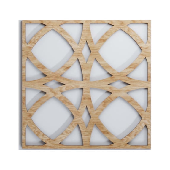 Ekena Millwork 15 3/8"W x 15 3/8"H x 3/8"T Medium Fleetwood Decorative Fretwork Wood Wall Panels, Red Oak