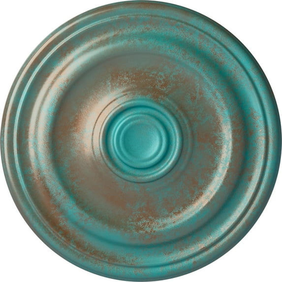 Ekena Millwork 15 7/8"OD x 1 1/2"P Kepler Traditional Ceiling Medallion (For Canopies up to 3 3/4"), Hand-Painted Copper Green Patina