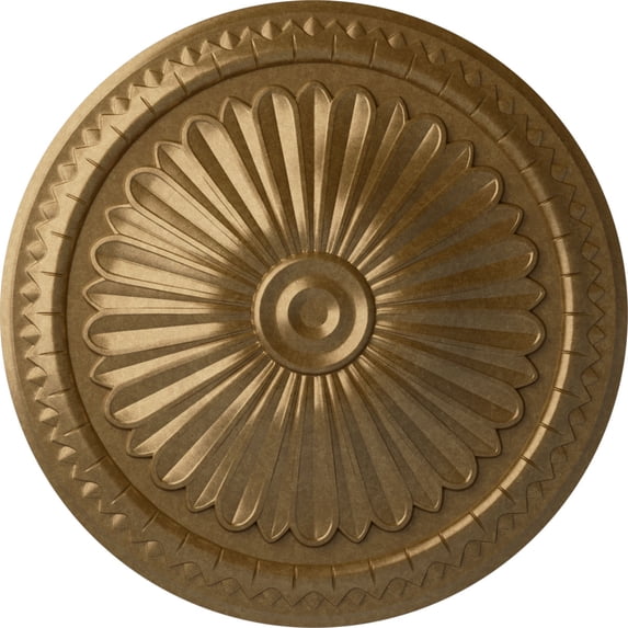 Ekena Millwork 15"OD x 1 3/4"P Alexa Ceiling Medallion (Fits Canopies up to 3"), Hand-Painted Pale Gold