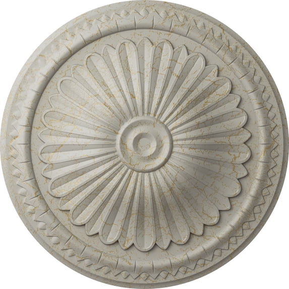 Ekena Millwork 15"OD x 1 3/4"P Alexa Ceiling Medallion (Fits Canopies up to 3"), Hand-Painted Pot of Cream Crackle