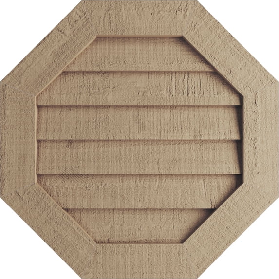 Ekena Millwork 15"W x 15"H Timberthane Rough Cedar Octagonal Faux Wood Non-Functional Gable Vent, Primed Tan