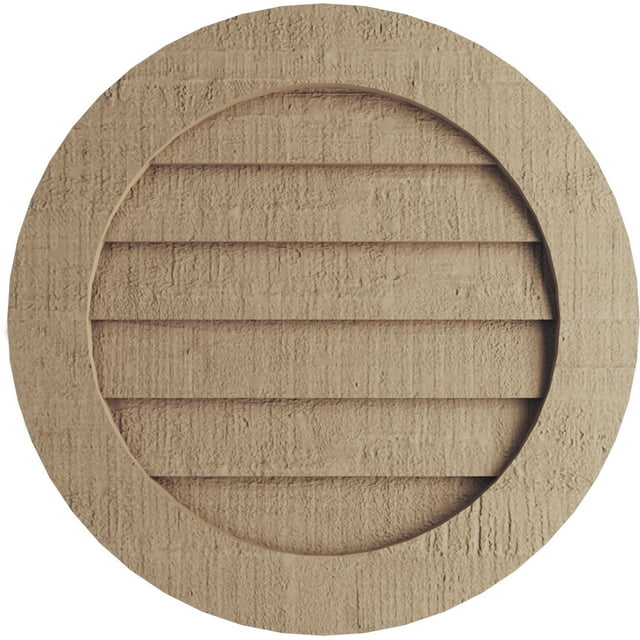 Ekena Millwork 15"W x 15"H Timberthane Rough Cedar Round Faux Wood Non-Functional Gable Vent, Primed Tan
