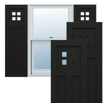 Ekena Millwork 15"W x 25"H True Fit PVC San Antonio Mission Style Fixed Mount Shutters, Black (Per Pair - Hardware Not Included)