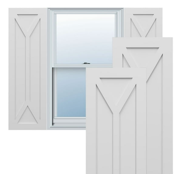 Ekena Millwork 15"W x 32"H True Fit PVC San Carlos Mission Style Fixed Mount Shutters, White (Per Pair - Hardware Not Included)