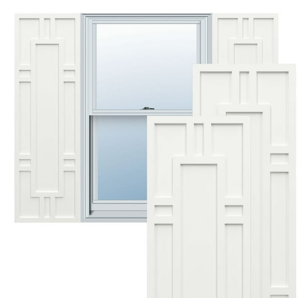 Ekena Millwork 15"W x 46"H True Fit PVC Hastings Fixed Mount Shutters, Unfinished (Per Pair - Hardware Not Included)