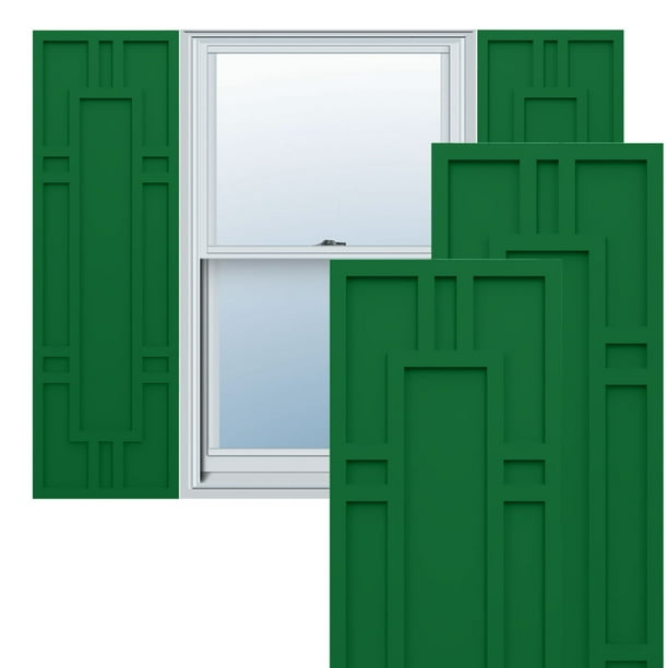 Ekena Millwork 15"W x 48"H True Fit PVC Hastings Fixed Mount Shutters, Viridian Green (Per Pair - Hardware Not Included)