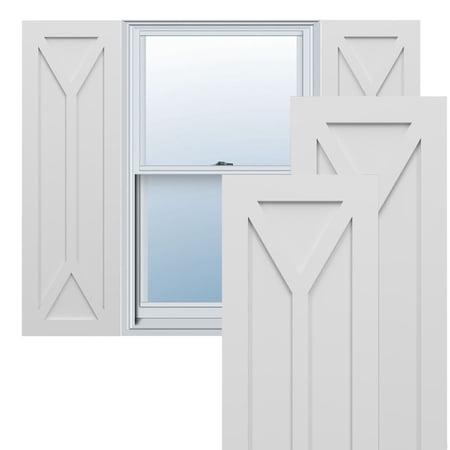 Ekena Millwork 15"W x 48"H True Fit PVC San Carlos Mission Style Fixed Mount Shutters, White (Per Pair - Hardware Not Included)