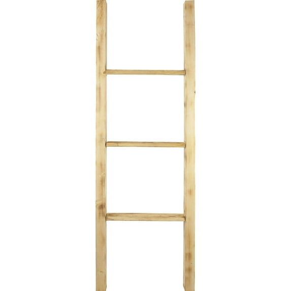 Ekena Millwork 15"W x 48"H x 3 1/2"D Vintage Farmhouse 3 Rung Ladder, Barnwood Decor Collection, Natural Barnwood