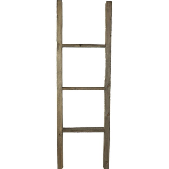 Ekena Millwork 15"W x 48"H x 3 1/2"D Vintage Farmhouse 3 Rung Ladder, Barnwood Decor Collection, Pebble Grey