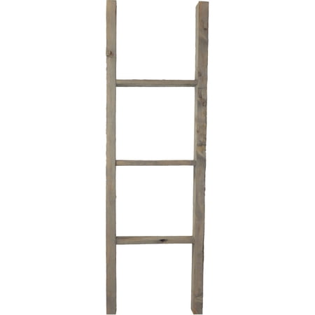 Ekena Millwork 15"W x 48"H x 3 1/2"D Vintage Farmhouse 3 Rung Ladder, Barnwood Decor Collection, Reclaimed Grey