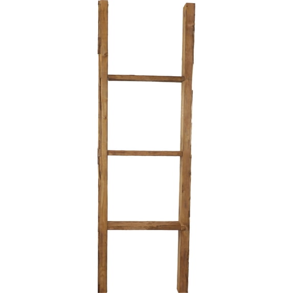 Ekena Millwork 15"W x 48"H x 3 1/2"D Vintage Farmhouse 3 Rung Ladder, Barnwood Decor Collection, Weathered Brown