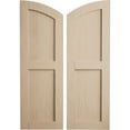 thumbnail image 1 of Ekena Millwork 15"W x 50"H (45" Low Side) Timberthane Sandblasted Two Equal Flat Panel w/Elliptical Top Faux Wood Shutters (Per Pair), Primed Tan, 1 of 6
