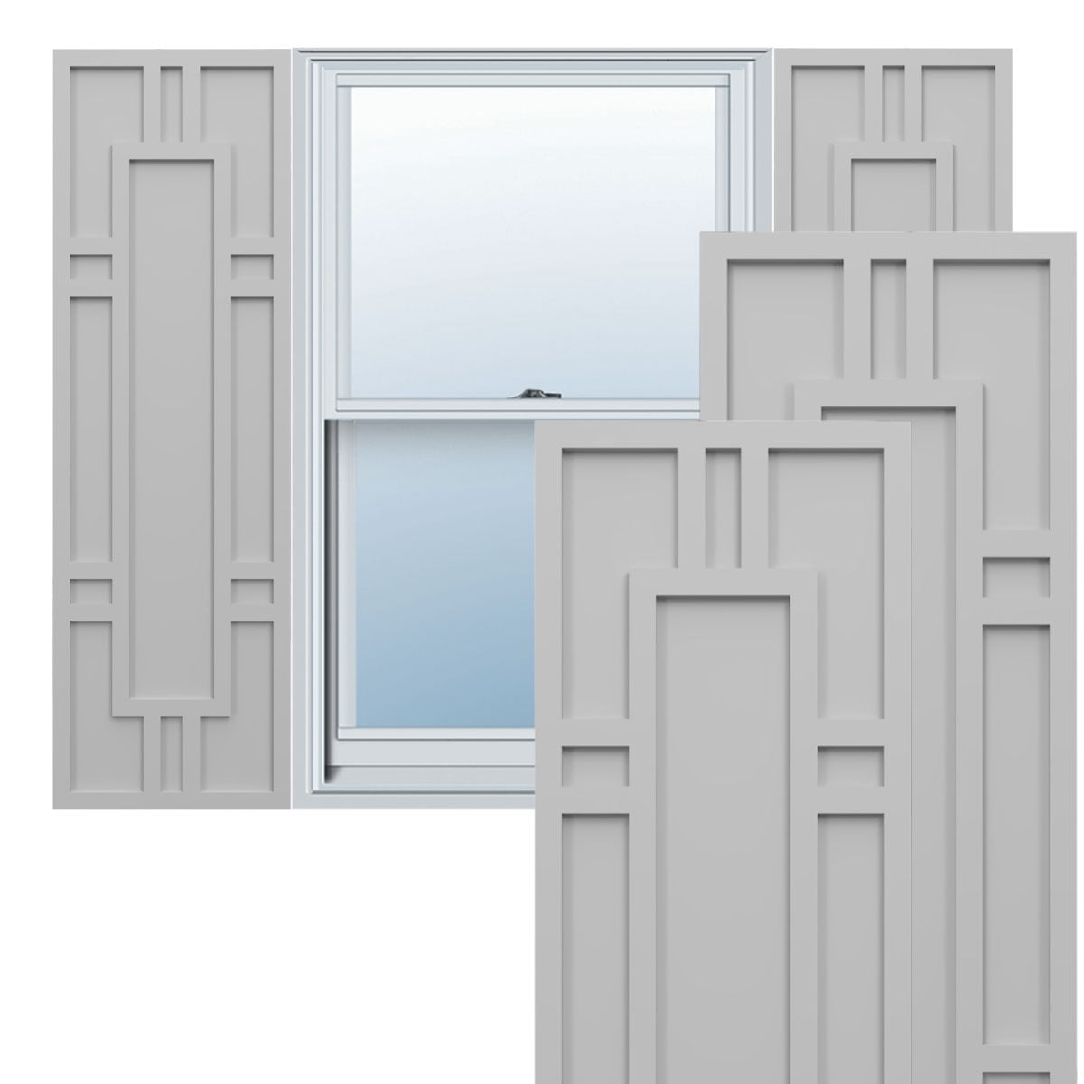 Ekena Millwork 15"W x 53"H True Fit PVC Hastings Fixed Mount Shutters, Primed (Per Pair - Hardware Not Included)