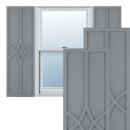 Ekena Millwork 15"W x 55"H True Fit PVC Cedar Park Fixed Mount Shutters, Ocean Swell (Per Pair - Hardware Not Included)