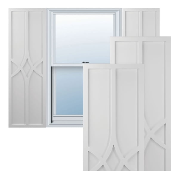 Ekena Millwork 15"W x 55"H True Fit PVC Cedar Park Fixed Mount Shutters, Primed (Per Pair - Hardware Not Included)