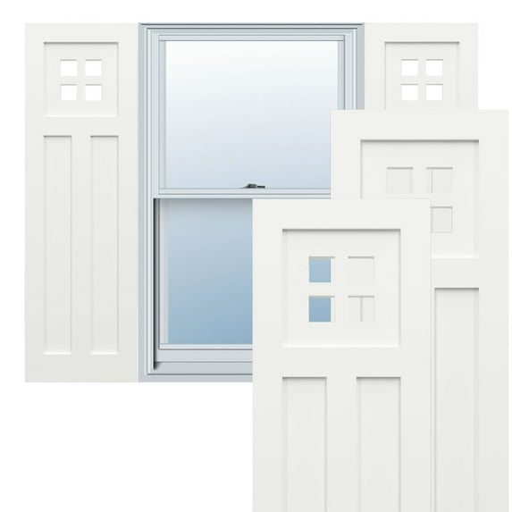 Ekena Millwork 15"W x 56"H True Fit PVC San Antonio Mission Style Fixed Mount Shutters, Unfinished (Per Pair - Hardware Not Included)