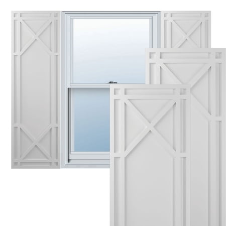 Ekena Millwork 15"W x 58"H True Fit PVC Bungalow Fixed Mount Shutters, Primed (Per Pair - Hardware Not Included)