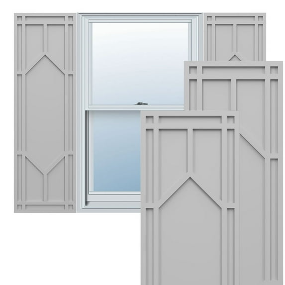 Ekena Millwork 15"W x 60"H True Fit PVC Shaker Fixed Mount Shutters, Primed (Per Pair - Hardware Not Included)