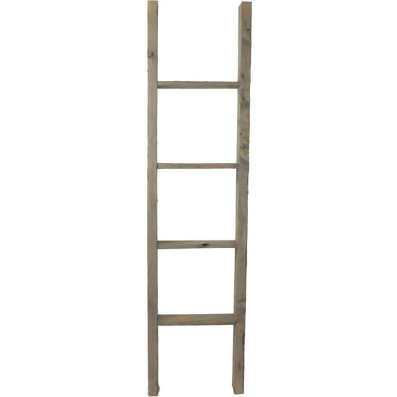 Ekena Millwork 15"W x 60"H x 3 1/2"D Vintage Farmhouse 4 Rung Ladder, Barnwood Decor Collection, Reclaimed Grey