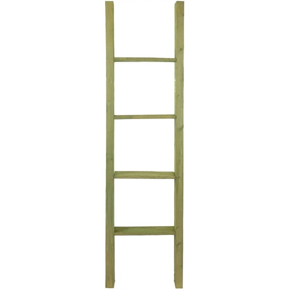 Ekena Millwork 15"W x 60"H x 3 1/2"D Vintage Farmhouse 4 Rung Ladder, Barnwood Decor Collection, Restoration Green