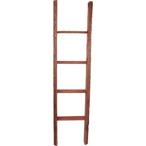 Ekena Millwork 15"W x 60"H x 3 1/2"D Vintage Farmhouse 4 Rung Ladder, Barnwood Decor Collection, Salvaged Red