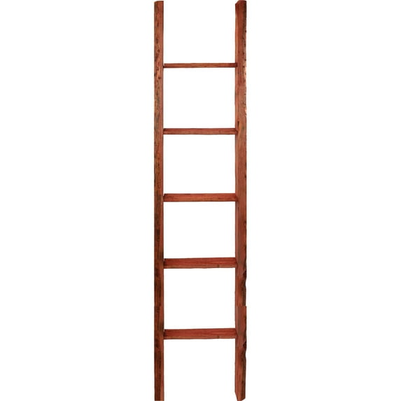 Ekena Millwork 15"W x 72"H x 3 1/2"D Vintage Farmhouse 5 Rung Ladder, Barnwood Decor Collection, Salvaged Red