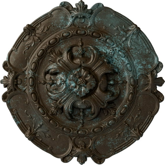Ekena Millwork 16 1/2"OD x 2 3/8"P Southampton Ceiling Medallion, Hand-Painted Bronze Blue Patina
