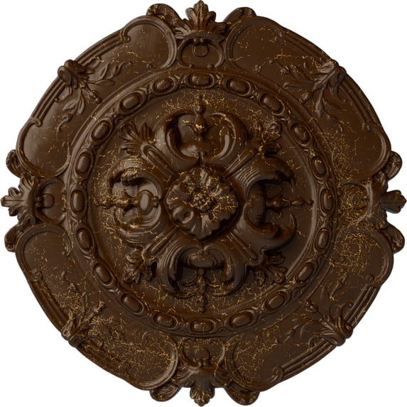 Ekena Millwork 16 1/2"OD x 2 3/8"P Southampton Ceiling Medallion, Hand-Painted Root Beer Crackle