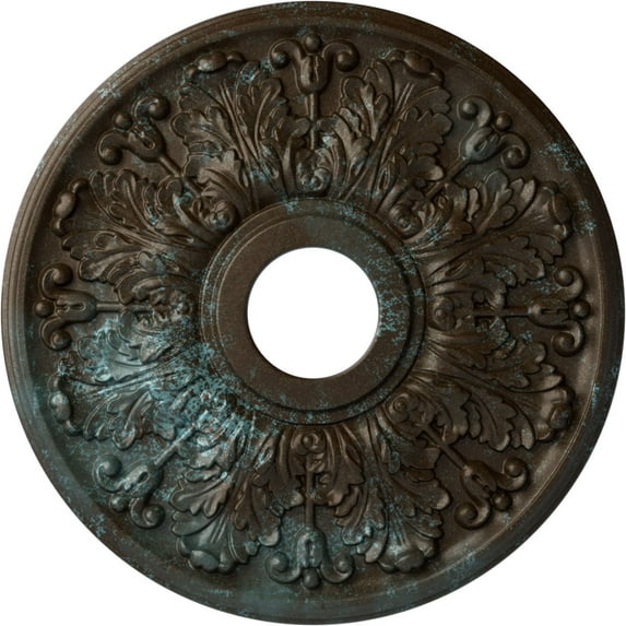 Ekena Millwork 16 1/2"OD x 3 5/8"ID x 1 1/8"P Apollo Ceiling Medallion (Fits Canopies up to 5 5/8"), Hand-Painted Bronze Blue Patina