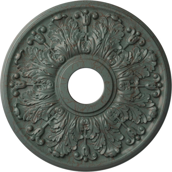 Ekena Millwork 16 1/2"OD x 3 5/8"ID x 1 1/8"P Apollo Ceiling Medallion (Fits Canopies up to 5 5/8"), Hand-Painted Cloud Burst Crackle