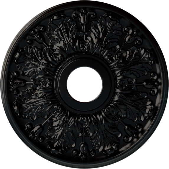 Ekena Millwork 16 1/2"OD x 3 5/8"ID x 1 1/8"P Apollo Ceiling Medallion (Fits Canopies up to 5 5/8"), Hand-Painted Jet Black