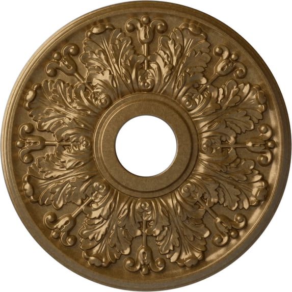 Ekena Millwork 16 1/2"OD x 3 5/8"ID x 1 1/8"P Apollo Ceiling Medallion (Fits Canopies up to 5 5/8"), Hand-Painted Pale Gold
