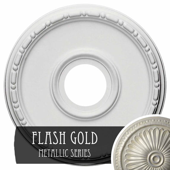Ekena Millwork 16 1/2"OD x 3 7/8"ID x 1 1/2"P Medea Ceiling Medallion (Fits Canopies up to 5 3/8"), Hand-Painted Flash Gold