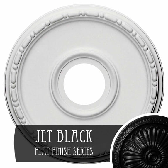 Ekena Millwork 16 1/2"OD x 3 7/8"ID x 1 1/2"P Medea Ceiling Medallion (Fits Canopies up to 5 3/8"), Hand-Painted Jet Black