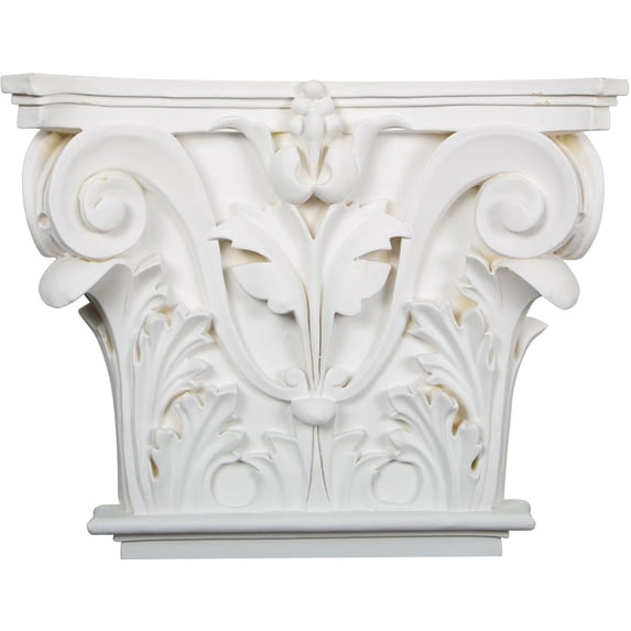 Ekena Millwork 16 1/2"W x 13 5/8"H x 3 3/4"P Acanthus Leaf Onlay Capital (Fits Pilasters up to 10 5/8"W x 7/8"D)