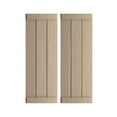 thumbnail image 1 of Ekena Millwork 16 1/2"W x 24"H Rustic Three Board Joined Board-n-Batten Rough Cedar Faux Wood Shutters w/End Batten (Per Pair), Primed Tan, 1 of 10