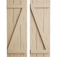 thumbnail image 1 of Ekena Millwork 16 1/2"W x 34"H Rustic Three Board Joined Board-n-Batten Pecky Cypress Faux Wood Shutters w/Z-Board (Per Pair), Primed Tan, 1 of 10