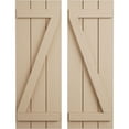 thumbnail image 1 of Ekena Millwork 16 1/2"W x 38"H Rustic Three Board Joined Board-n-Batten Rough Sawn Faux Wood Shutters w/Z-Board (Per Pair), Primed Tan, 1 of 10