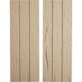 thumbnail image 1 of Ekena Millwork 16 1/2"W x 56"H Rustic Three Board Joined Board-n-Batten Hand Hewn Faux Wood Shutters w/No Batten (Per Pair), Primed Tan, 1 of 11