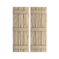 thumbnail image 1 of Ekena Millwork 16 1/2"W x 56"H Rustic Three Board Joined Board-n-Batten Riverwood Faux Wood Shutters (Per Pair), Primed Tan, 1 of 11