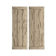 thumbnail image 1 of Ekena Millwork 16 1/2"W x 58"H Rustic Three Board Joined Board-n-Batten Pecky Cypress Faux Wood Shutters w/End Batten (Per Pair), Primed Tan, 1 of 10