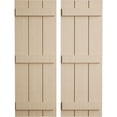 thumbnail image 1 of Ekena Millwork 16 1/2"W x 58"H Rustic Three Board Joined Board-n-Batten Rough Cedar Faux Wood Shutters (Per Pair), Primed Tan, 1 of 11